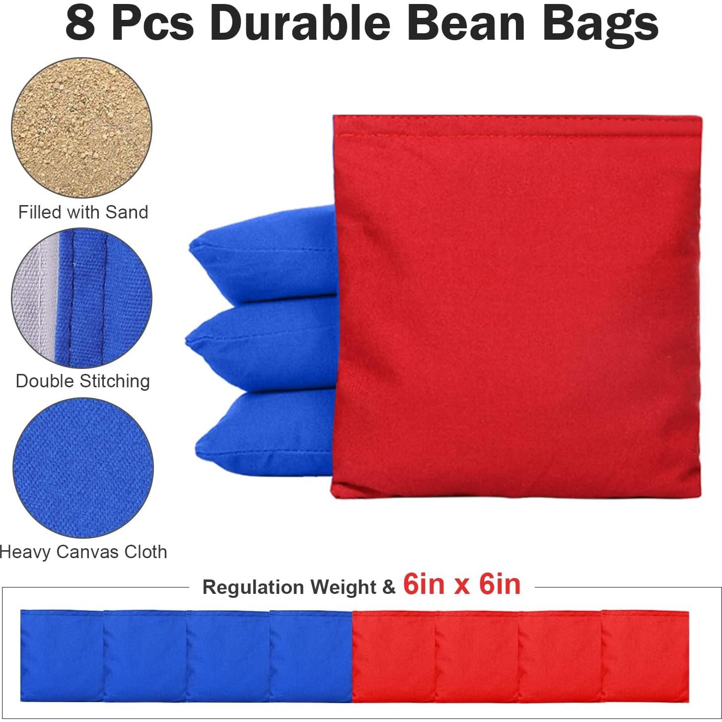 Juego de Cornhole OOFIT de Madera Sólida 2x4m con 8 Bolsas