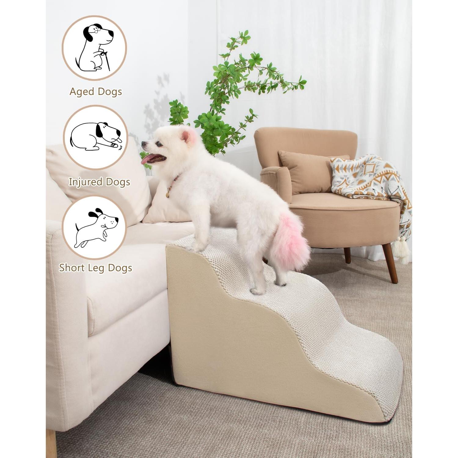 Escalera para Perros aodisman 3 Pasos Beige Antideslizante