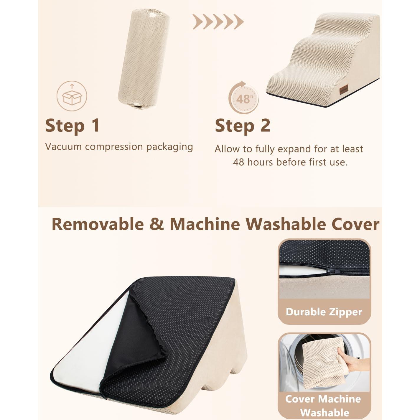 Escalera para Perros aodisman 3 Pasos Beige Antideslizante