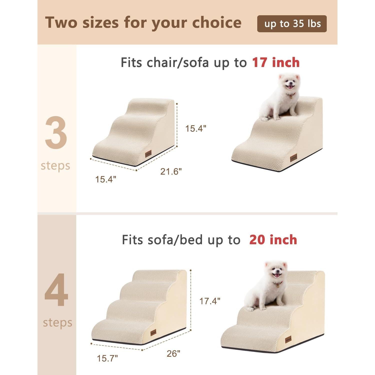 Escalera para Perros aodisman 3 Pasos Beige Antideslizante