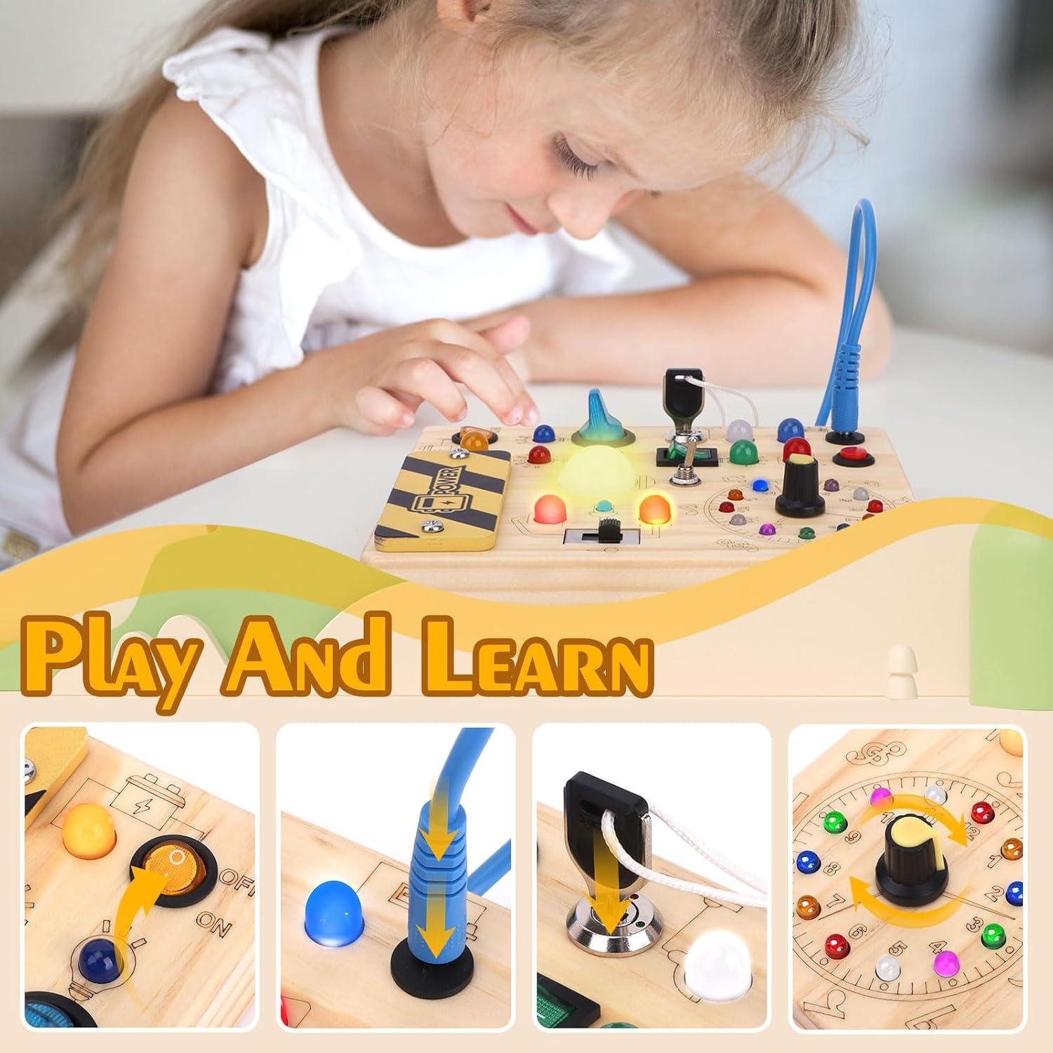 Tablero Ocupado Montessori CGS con 11 Interruptores LED 17x13.5cm