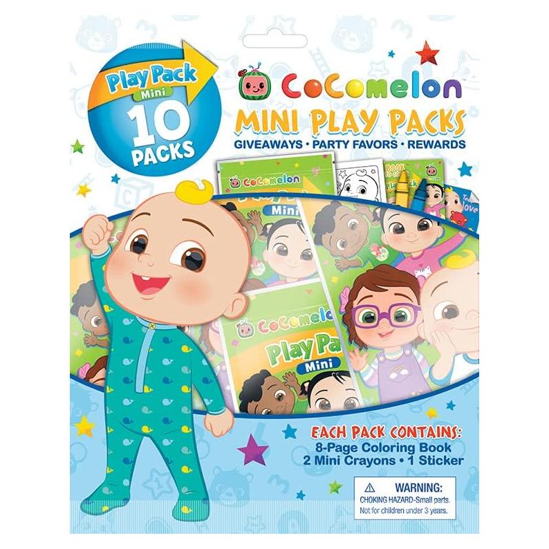 Paquete de Juego Cocomelon - 10 Mini Paquetes con Libro y Crayones