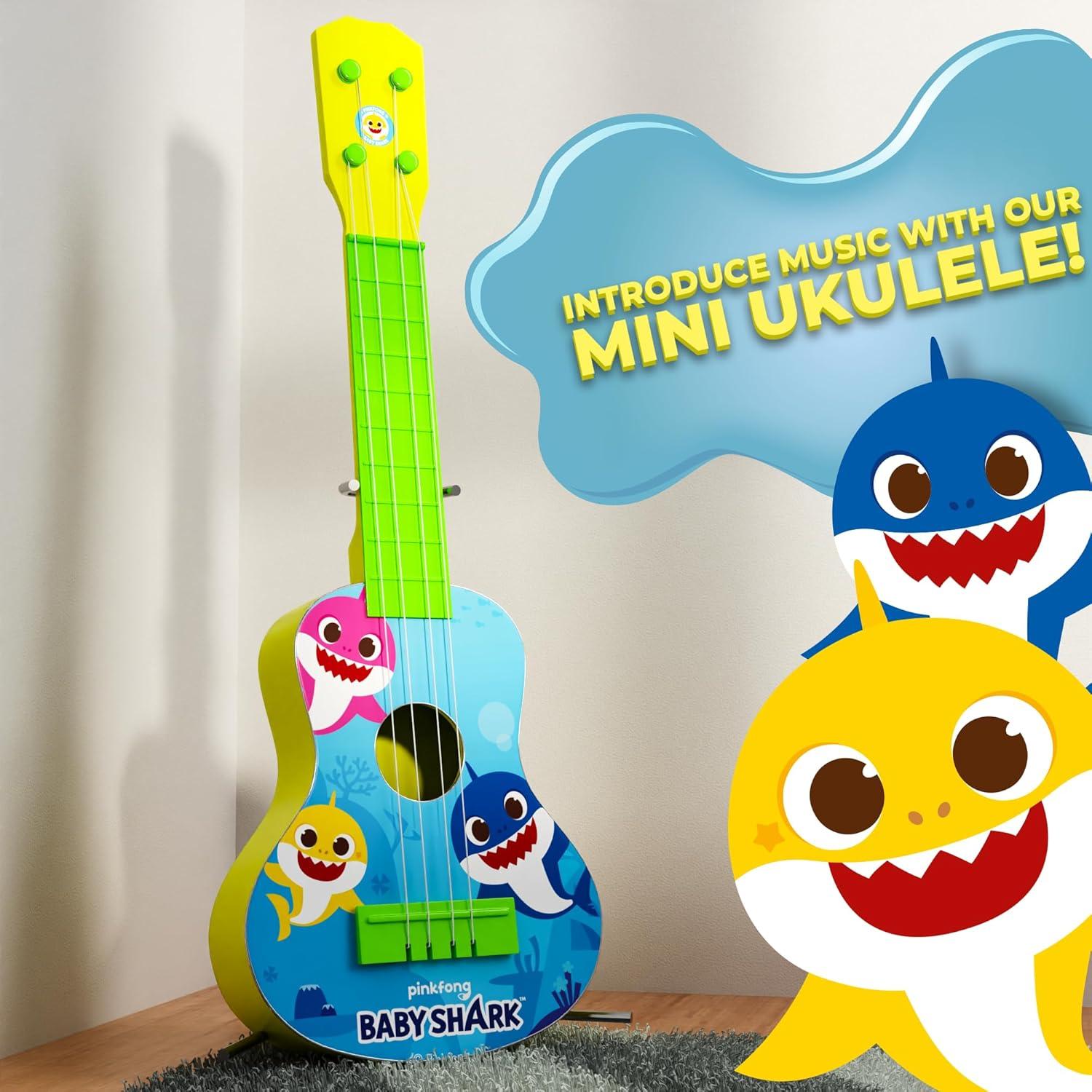 Ukulele Baby Shark Lollipop 4 Cuerdas para Niños 19.1x5.6x41.4cm