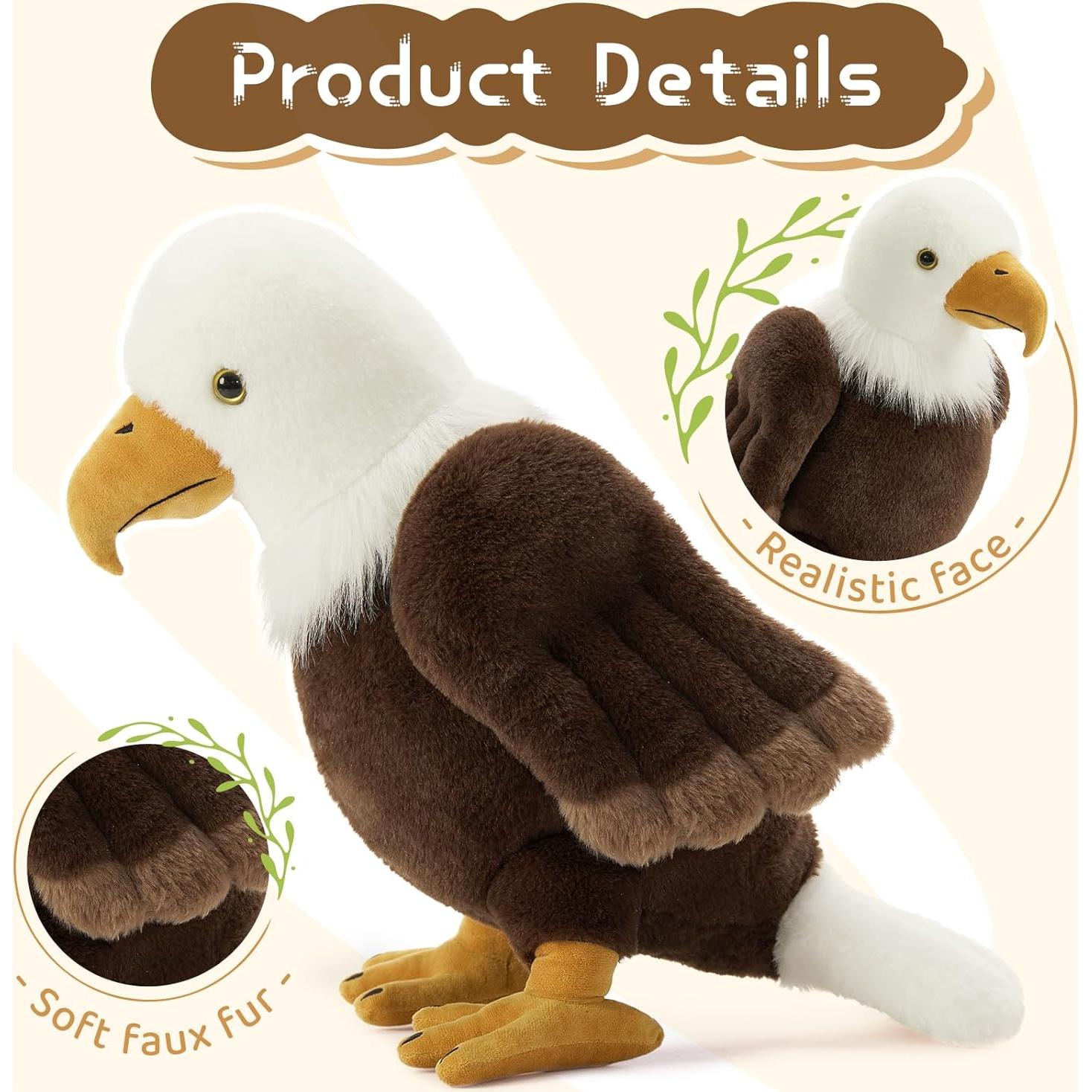 Juguete de Peluche Águila Calva Mamá con 3 Bebés 45 cm