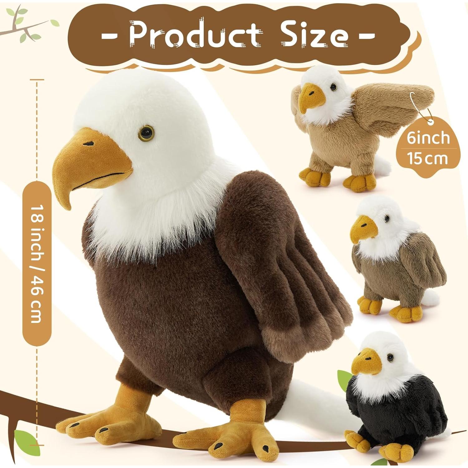 Juguete de Peluche Águila Calva Mamá con 3 Bebés 45 cm