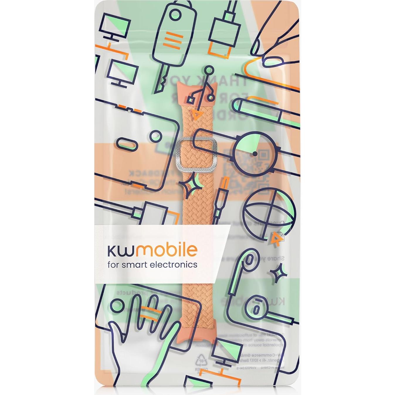 Correa de Nylon kwmobile para Xiaomi Mi Band 8 y 9 - Naranja