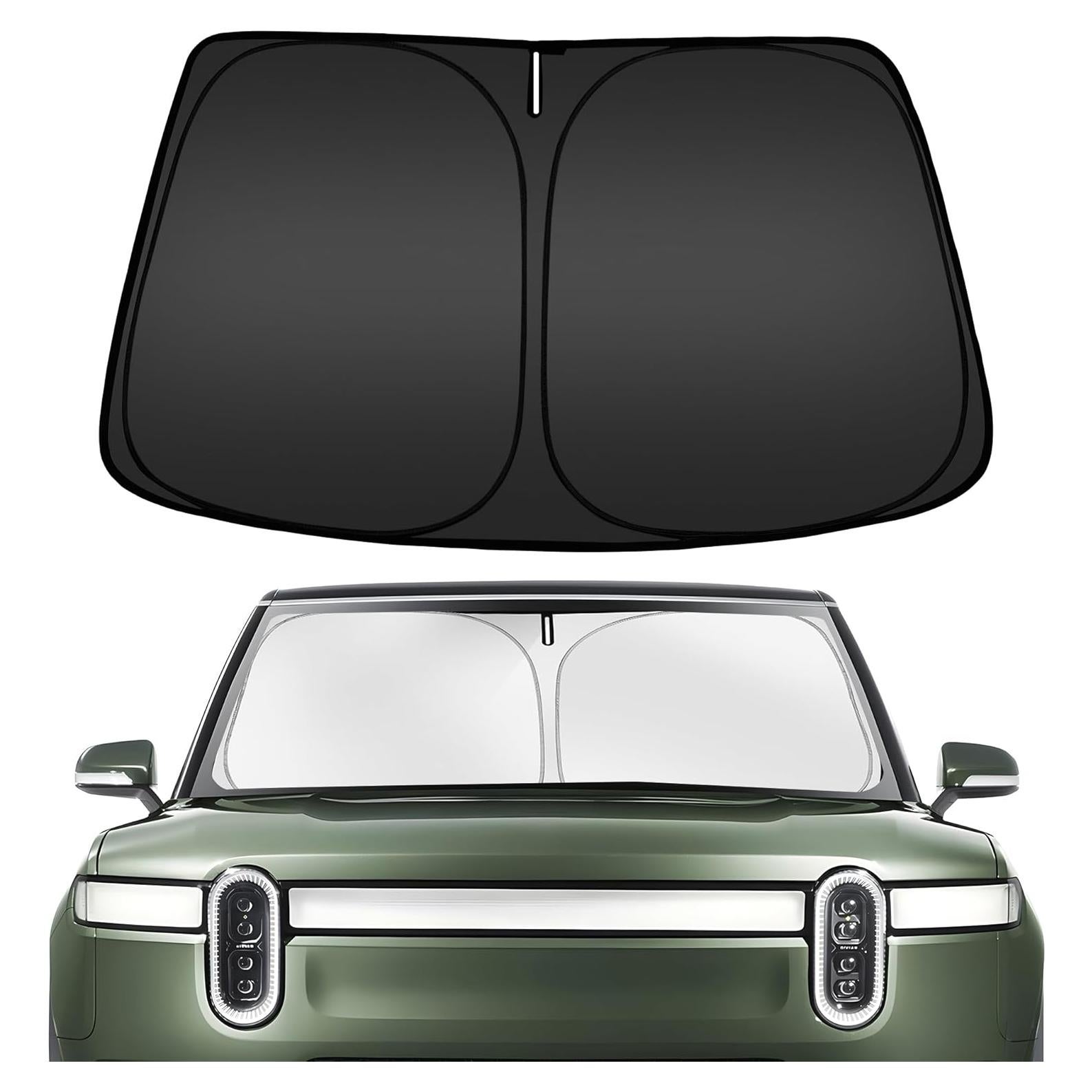 ARISMOTOR Windshield Sun Shade for Rivian R1S 2022-2025 2026, Custom Fit Foldable Front Window Sunshade Sun Visor Protector, Block UV Rays Keep Your Car Cooler
