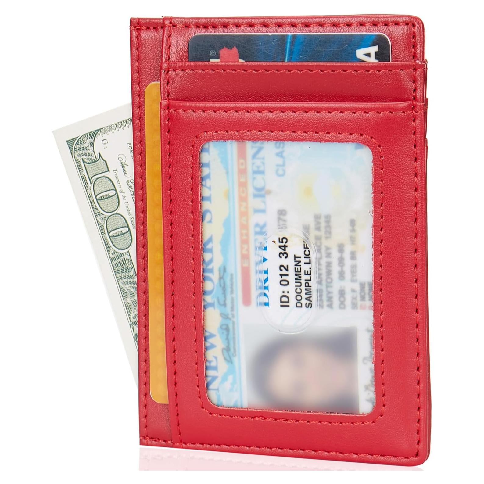 Billetera Minimalista de Cuero Rojo APW con Bloqueo RFID