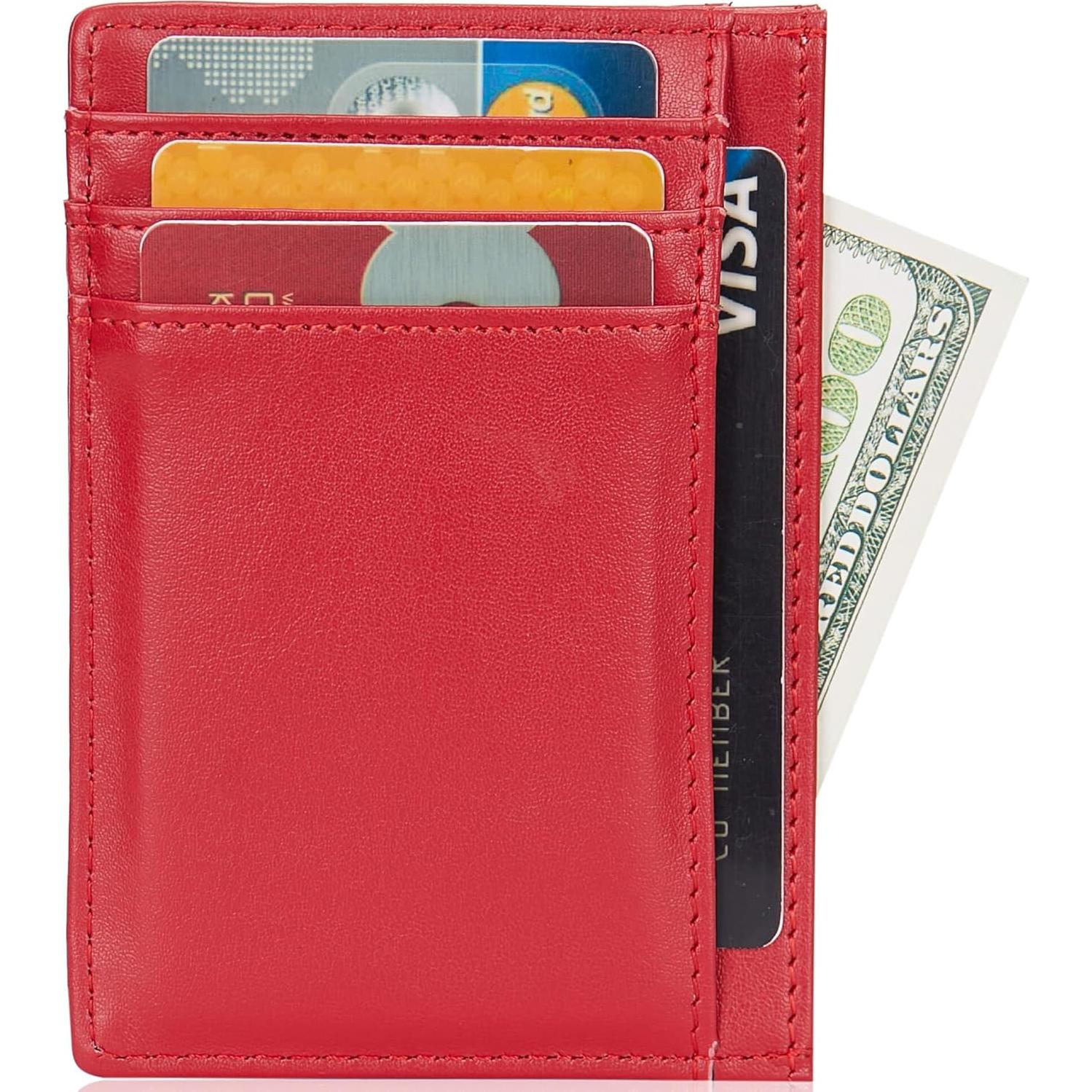 Billetera Minimalista de Cuero Rojo APW con Bloqueo RFID