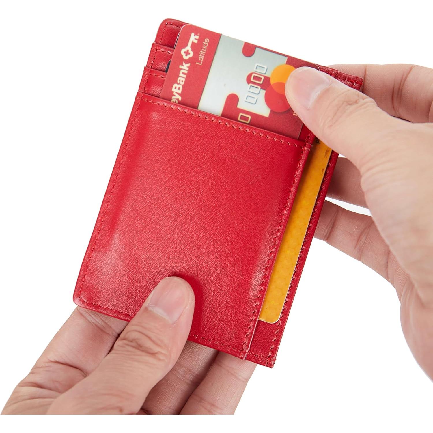 Billetera Minimalista de Cuero Rojo APW con Bloqueo RFID