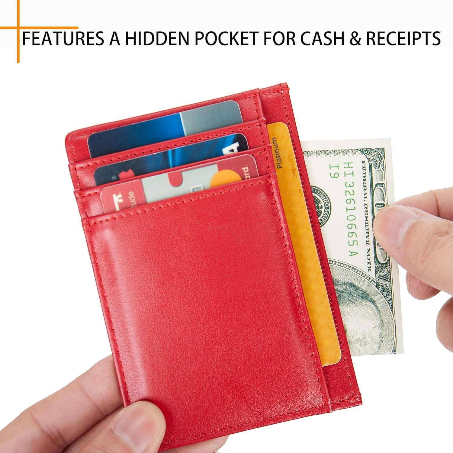 Billetera Minimalista de Cuero Rojo APW con Bloqueo RFID