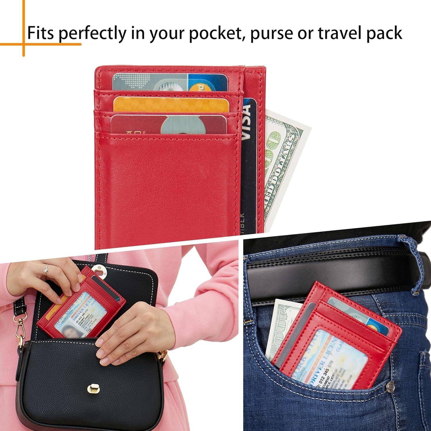 Billetera Minimalista de Cuero Rojo APW con Bloqueo RFID