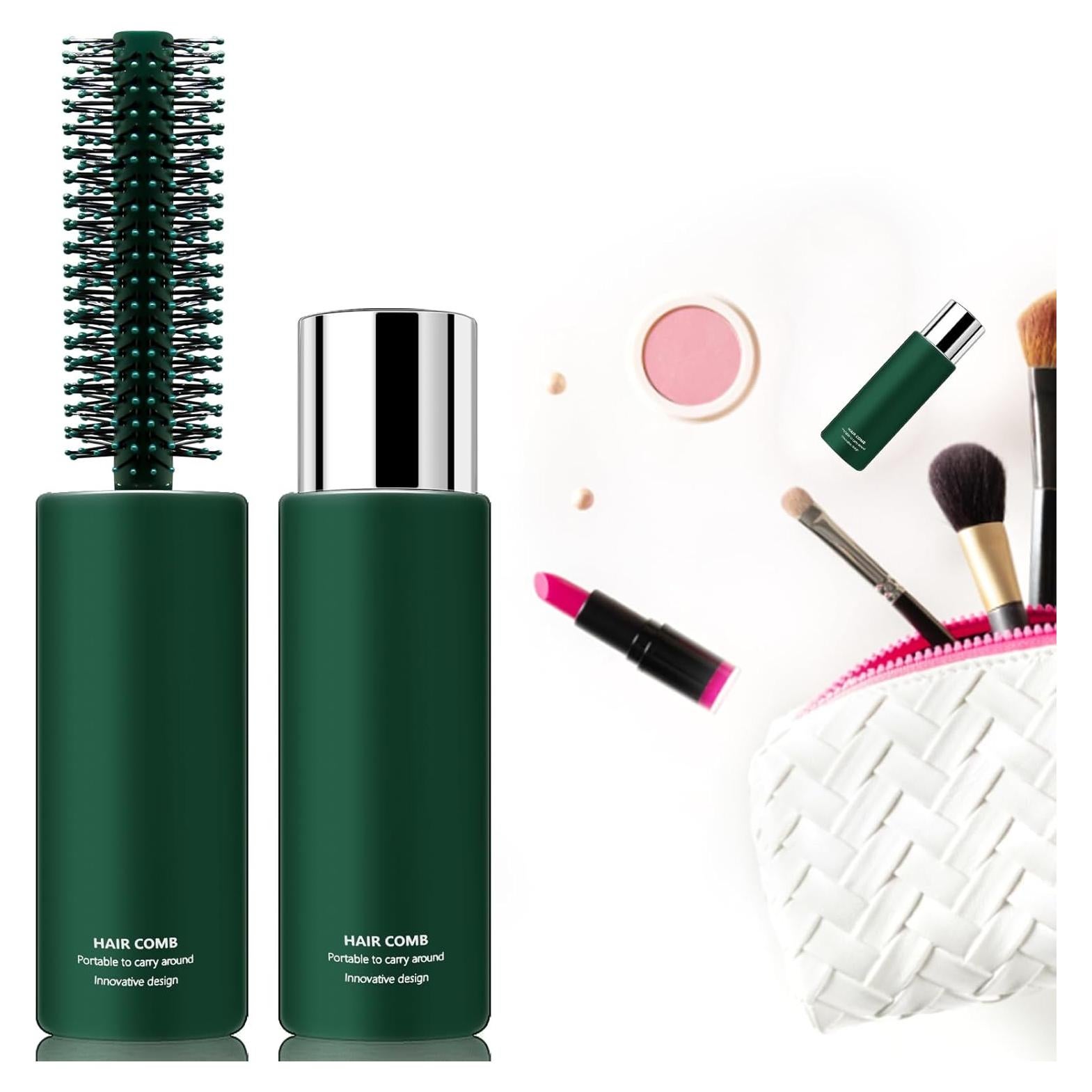 Cepillo Redondo de Viaje CANIPHA Verde para Cabello Rizado y Liso