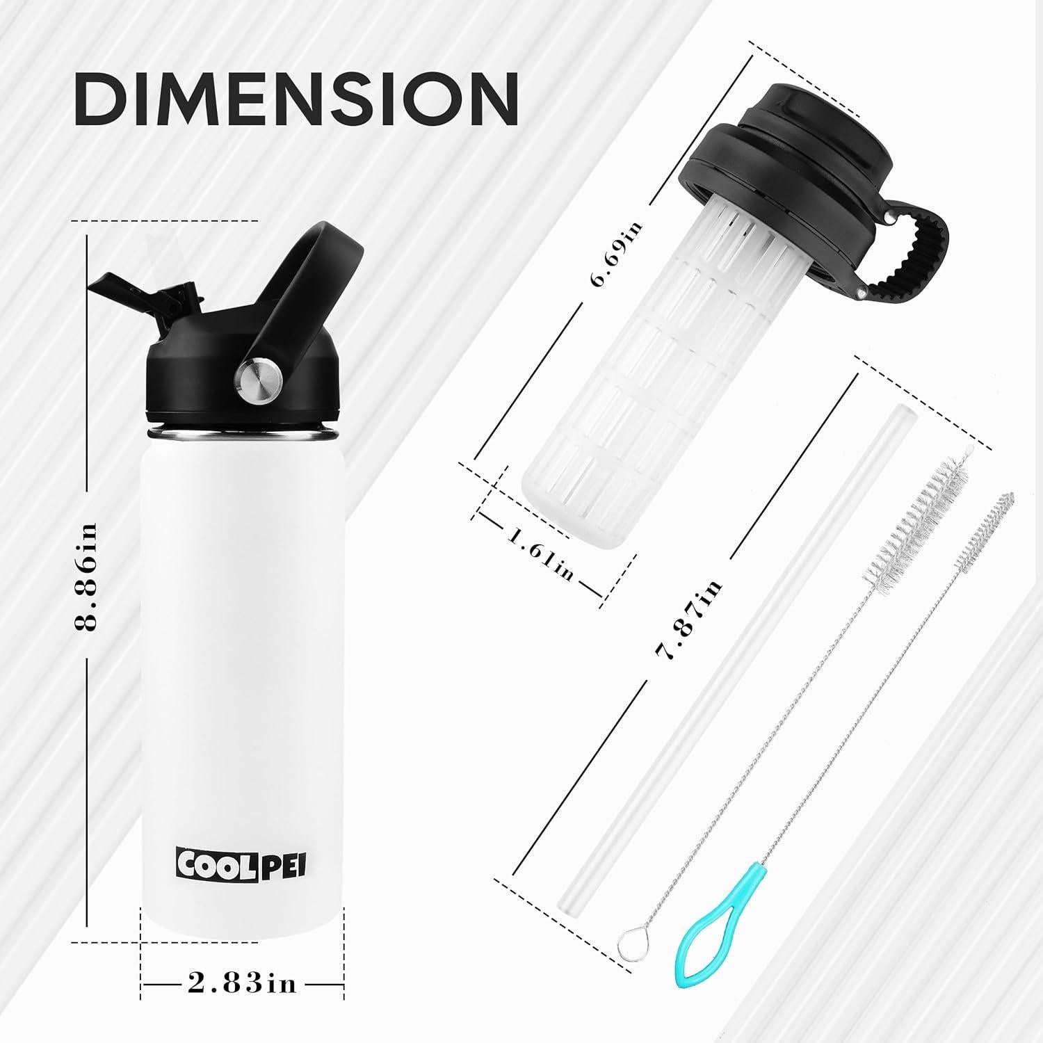 Botella de Agua Aislada Coolpei 532ml con Infusor y Popote