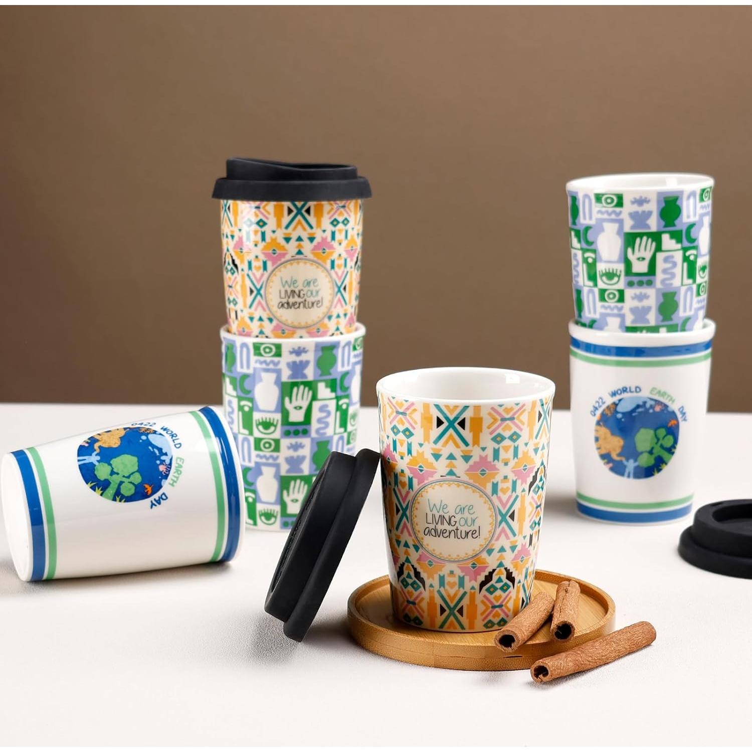 Taza de Café Cerámica Reutilizable ALYC 250ml Doble Pared Verde