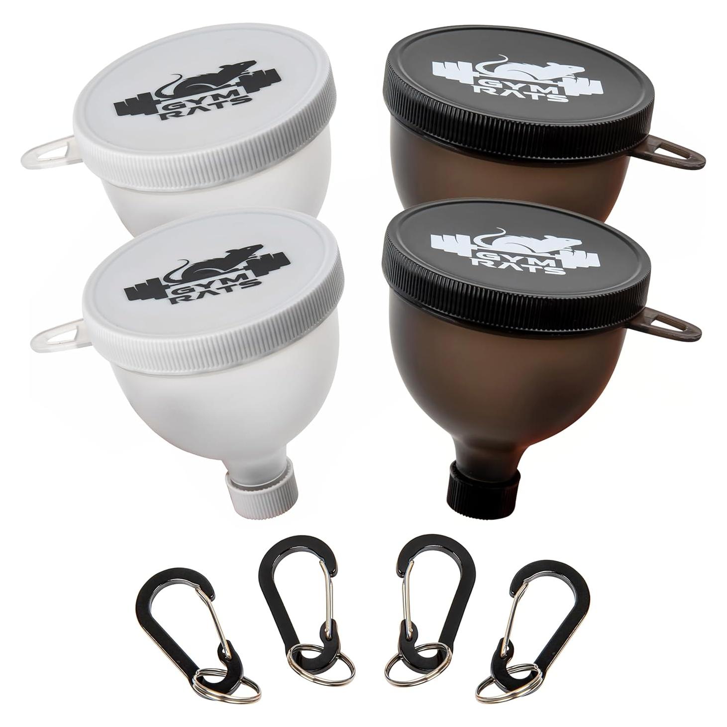 Embudo de Proteína GYM RATS 150 ml con Mosquetones - 4 Piezas