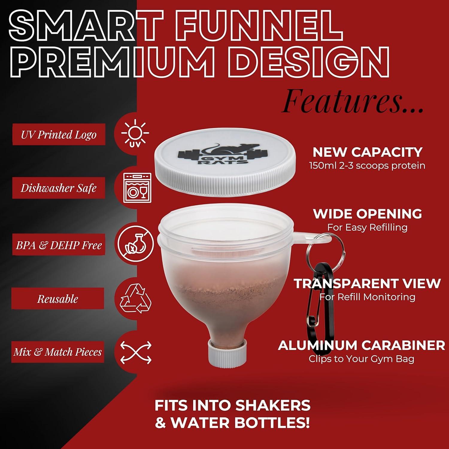 Embudo de Proteína GYM RATS 150 ml con Mosquetones - 4 Piezas