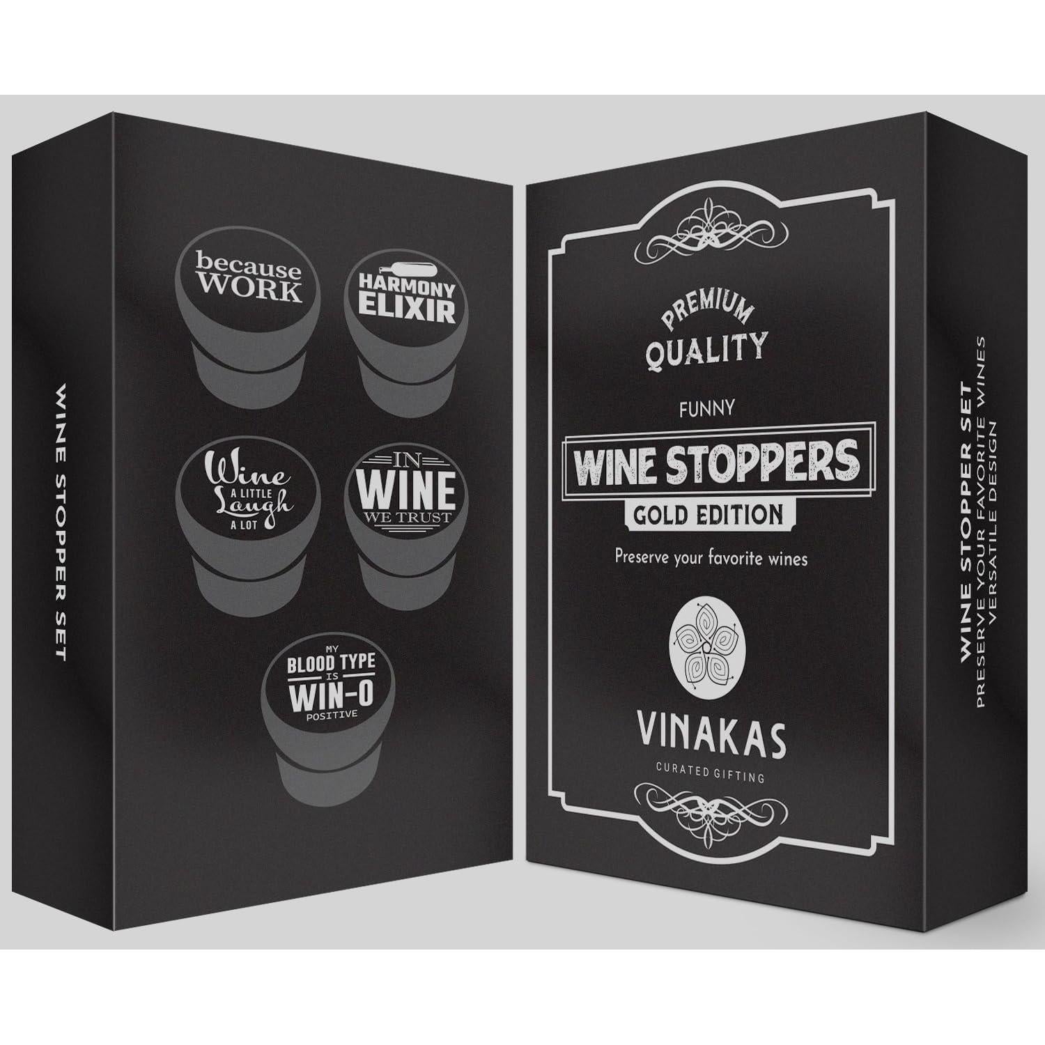 Juego de 5 Tapones de Vino de Silicona EL ÚNICO REGALO