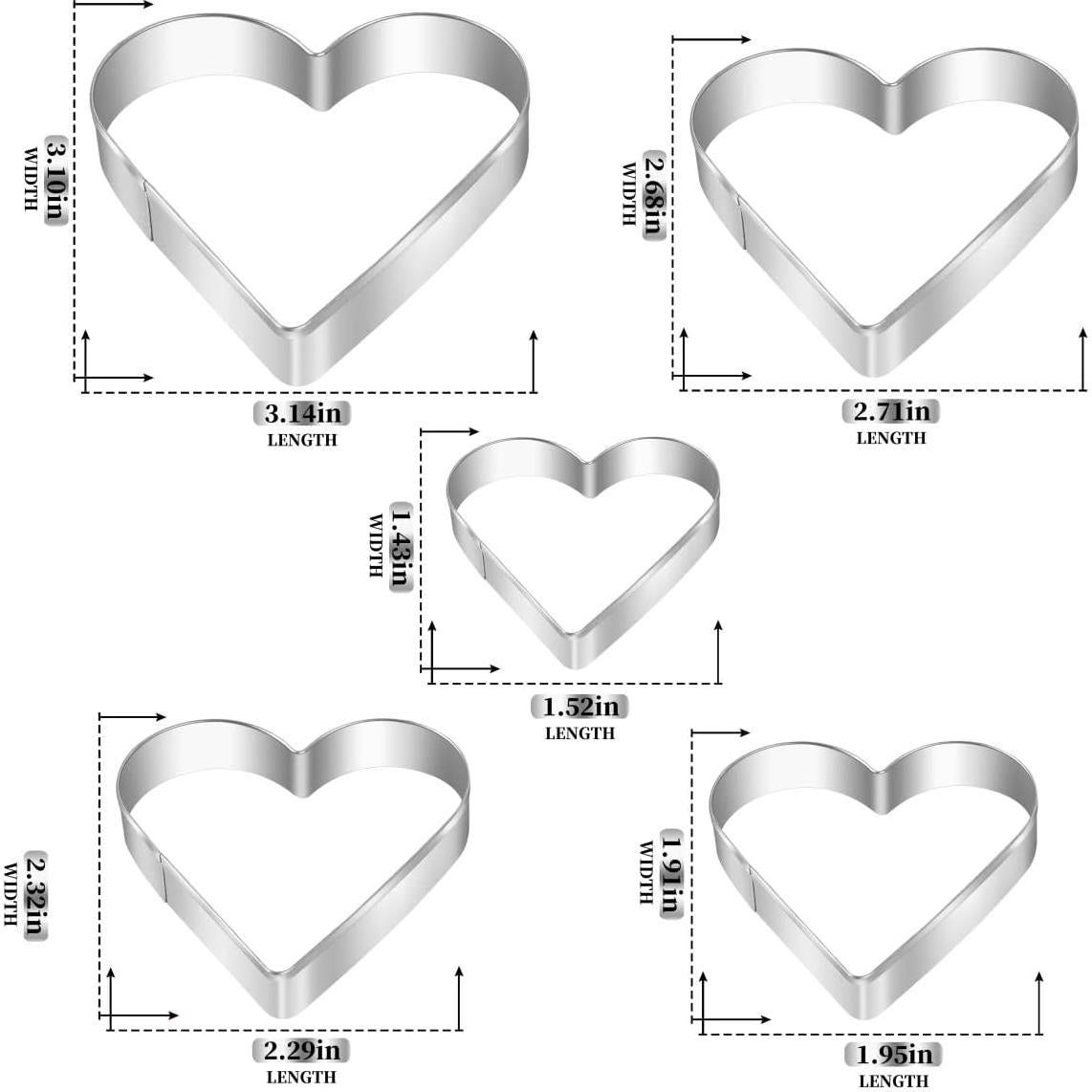 Juego de Cortadores de Galletas Corazón Gtmkina 5 Piezas Acero Inoxidable