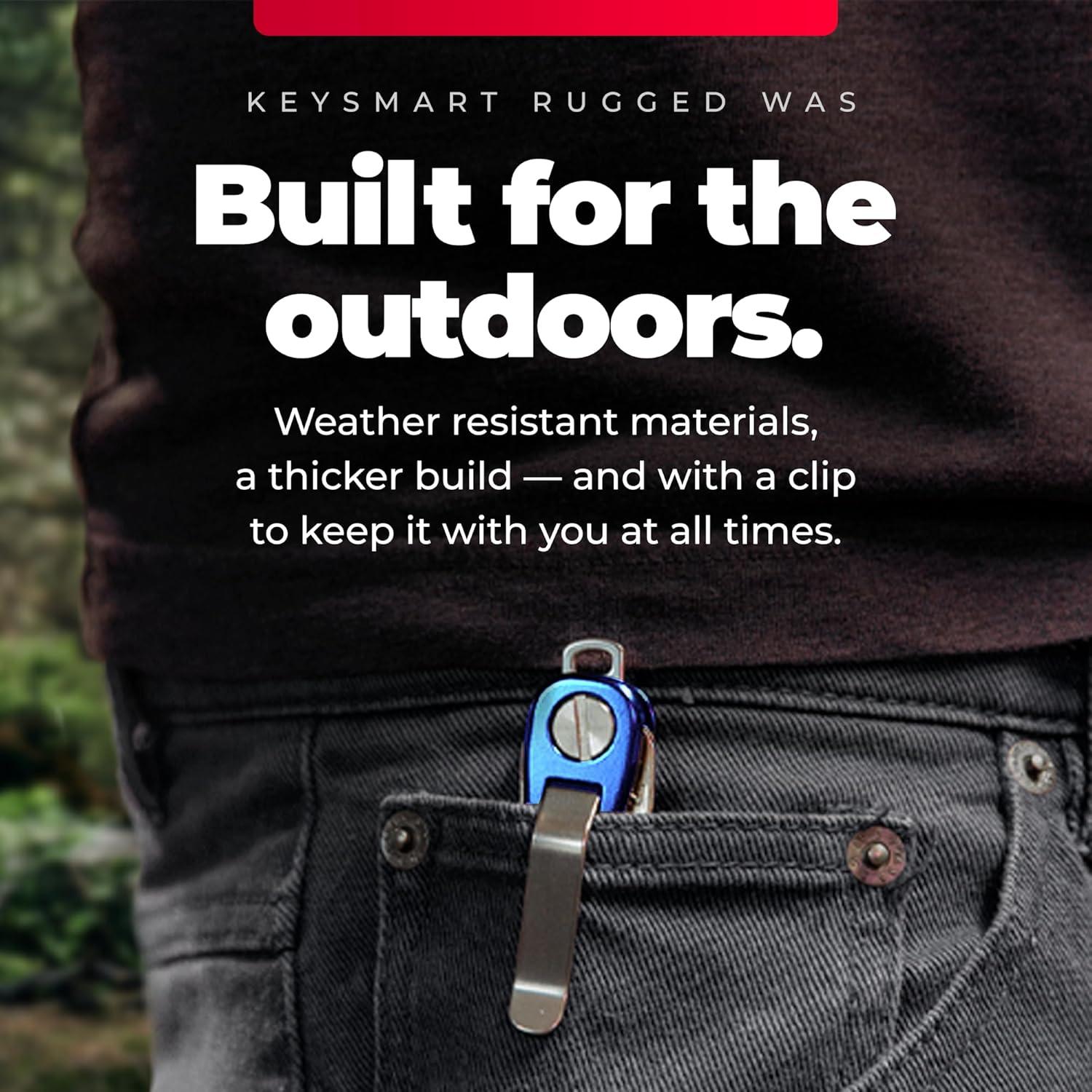 KeySmart Rugged - Organizador de llaves EDC azul, acero inoxidable