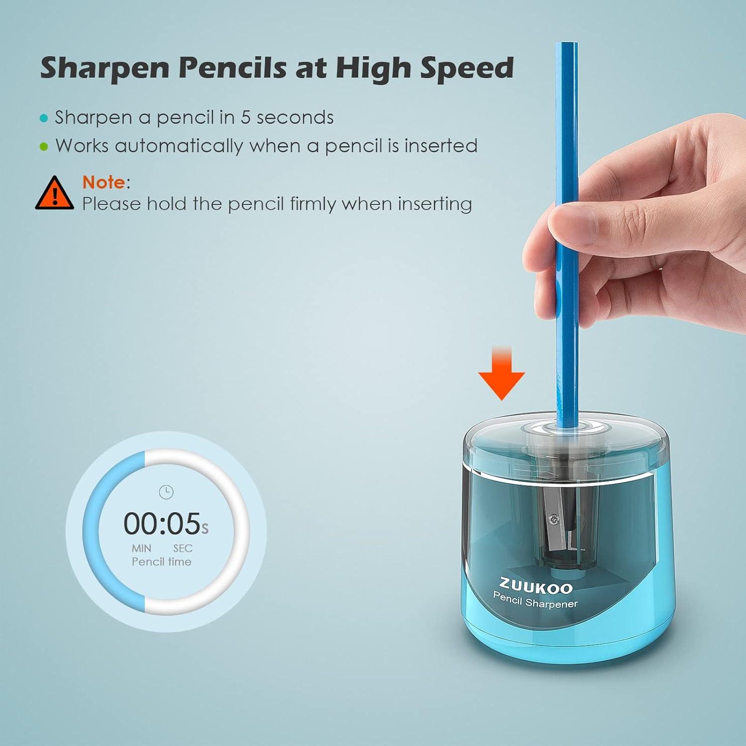 Sacapuntas Eléctrico Zuukoo Azul, Automático y Manual, Portátil