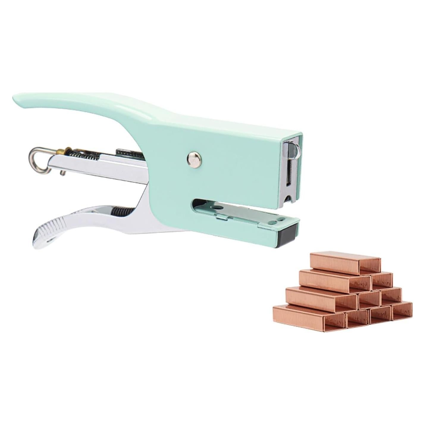 Grapadora de Pinzas Verde NatSumeBasics con 1000 Grapas Rosa