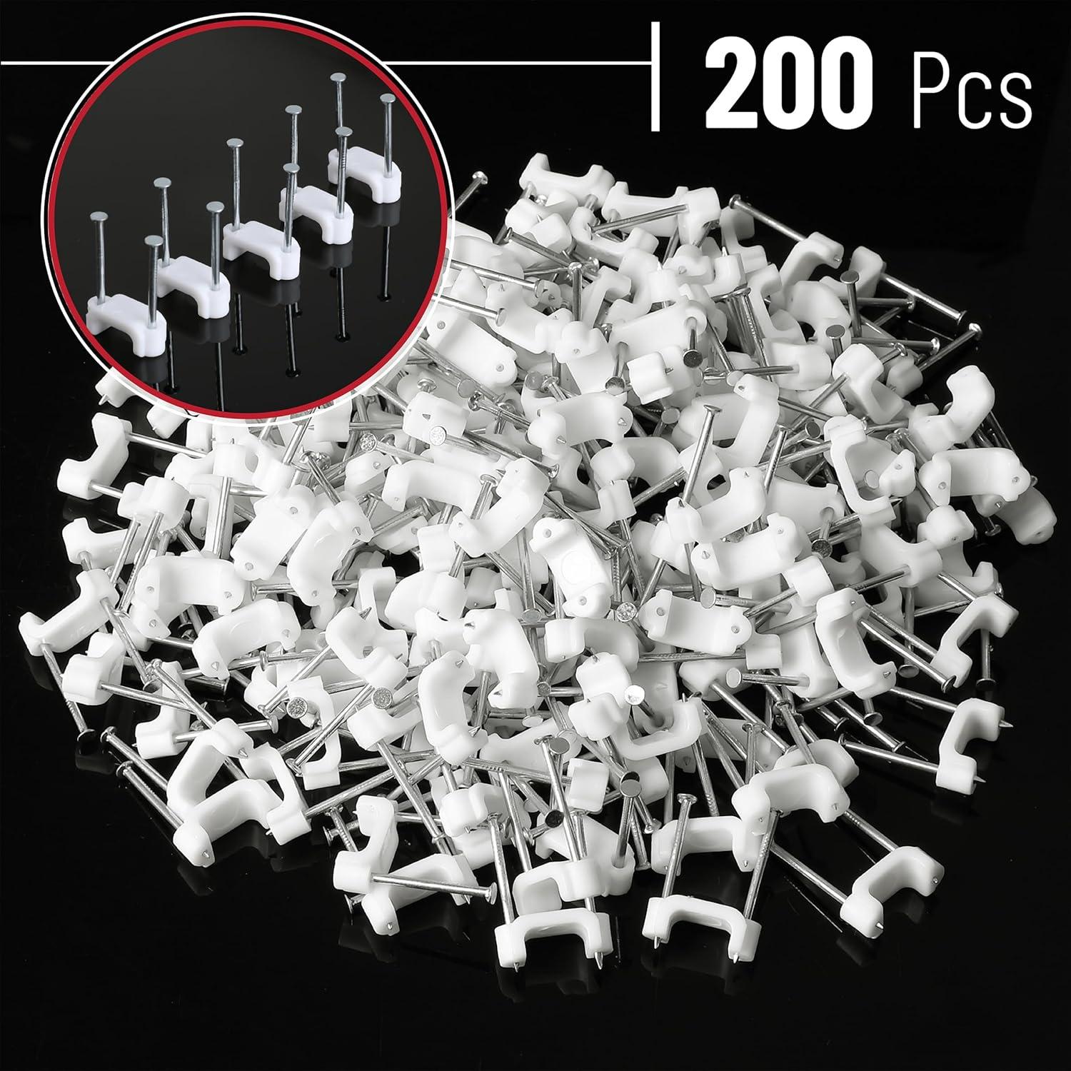 Clips de Cable Bates 200 pcs 12mm Blanco para Pared