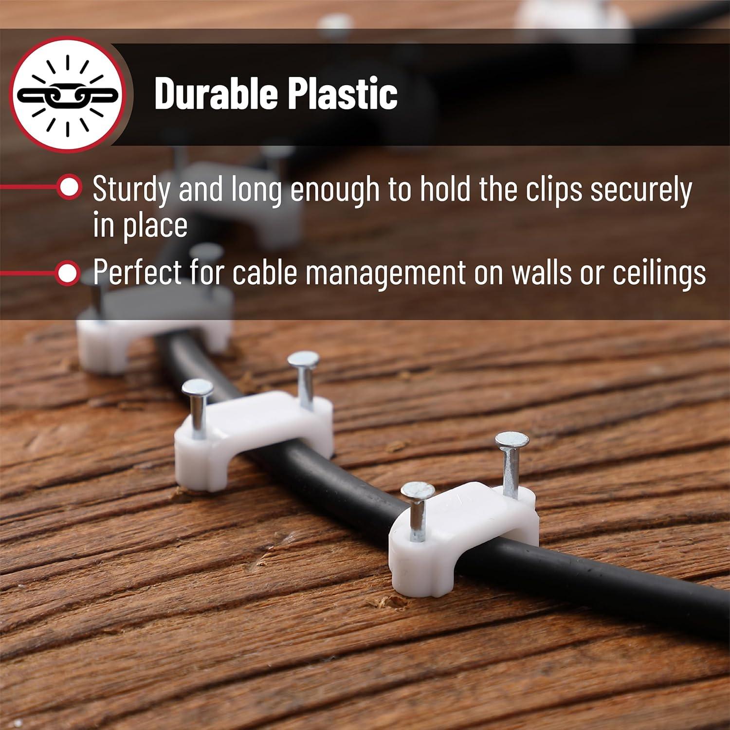 Clips de Cable Bates 200 pcs 12mm Blanco para Pared