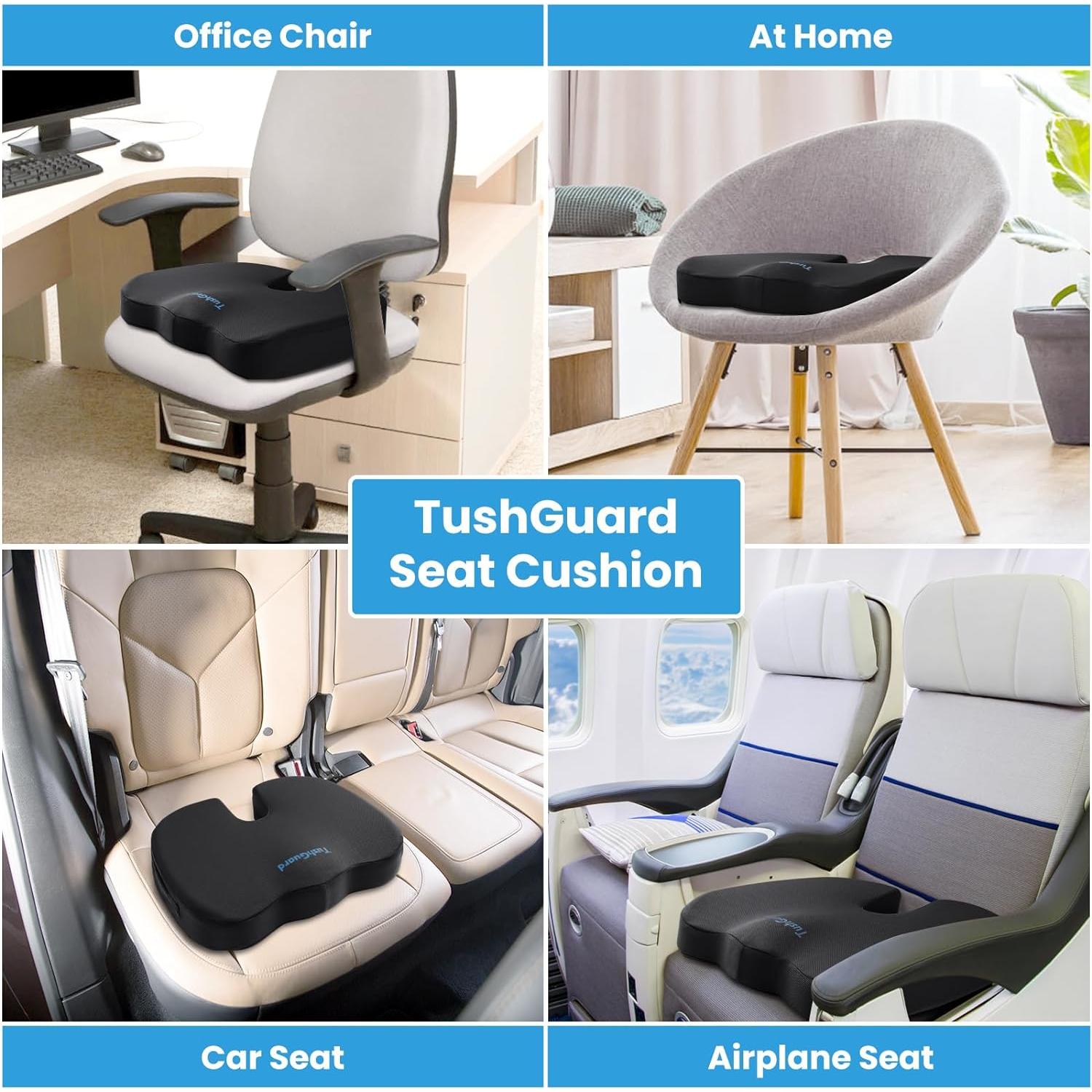 Cojín de Asiento TushGuard Espuma Viscoelástica Negro Grande