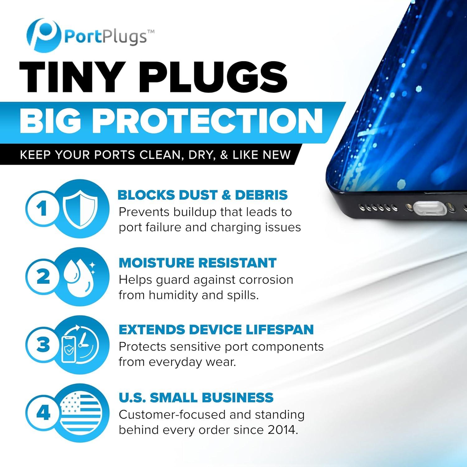 Tapones Antipolvo USB-C PortPlugs - 10 Pares Negros