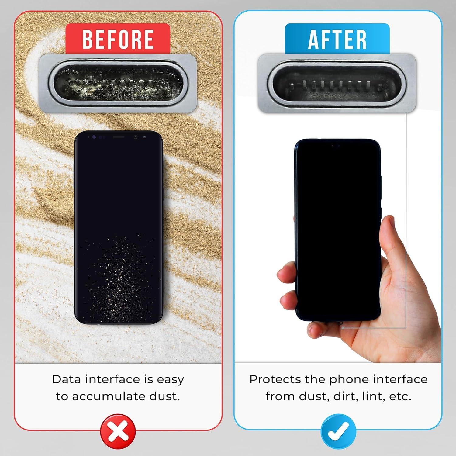 Tapones Antipolvo USB-C PortPlugs - 10 Pares Negros