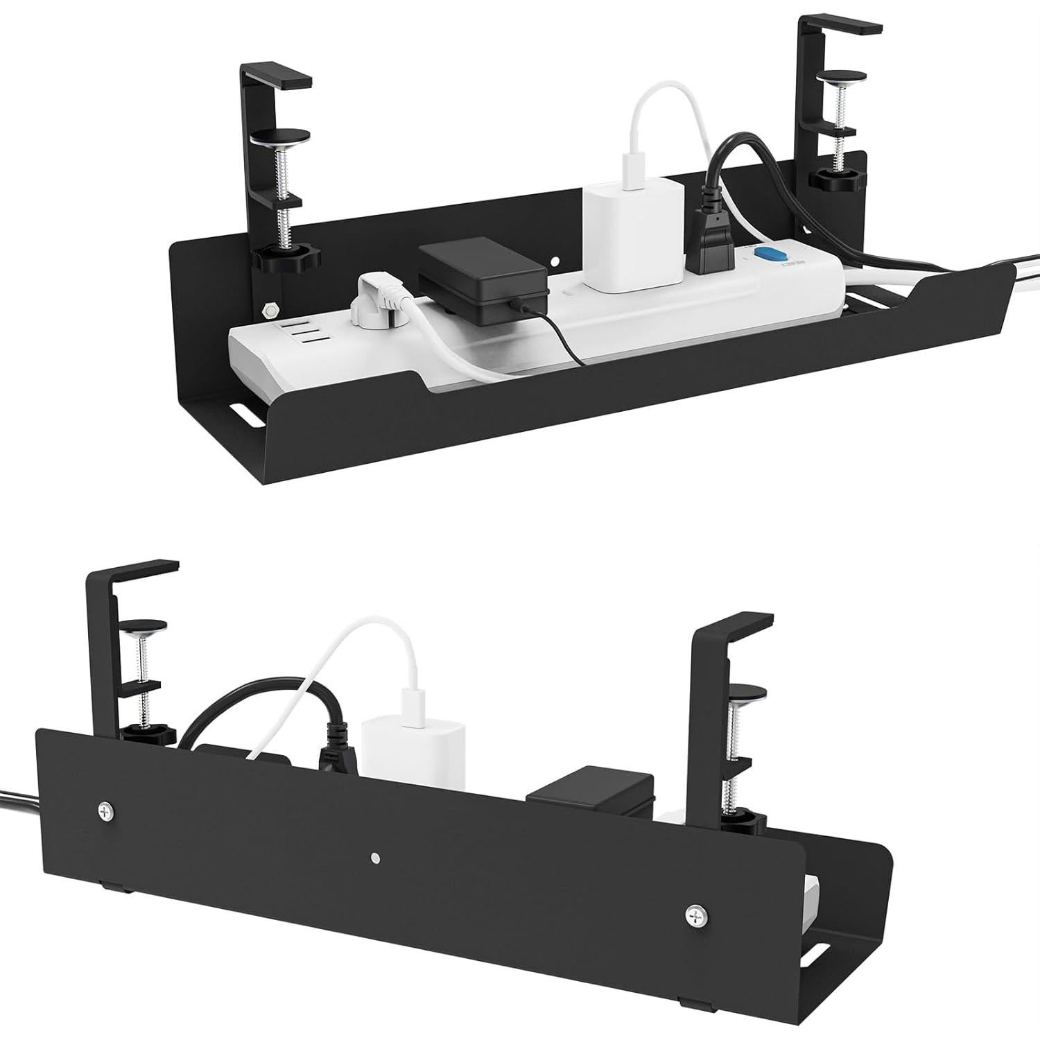 Bandeja de Gestión de Cables Vidor 43 cm Acero Negro 2 Pcs
