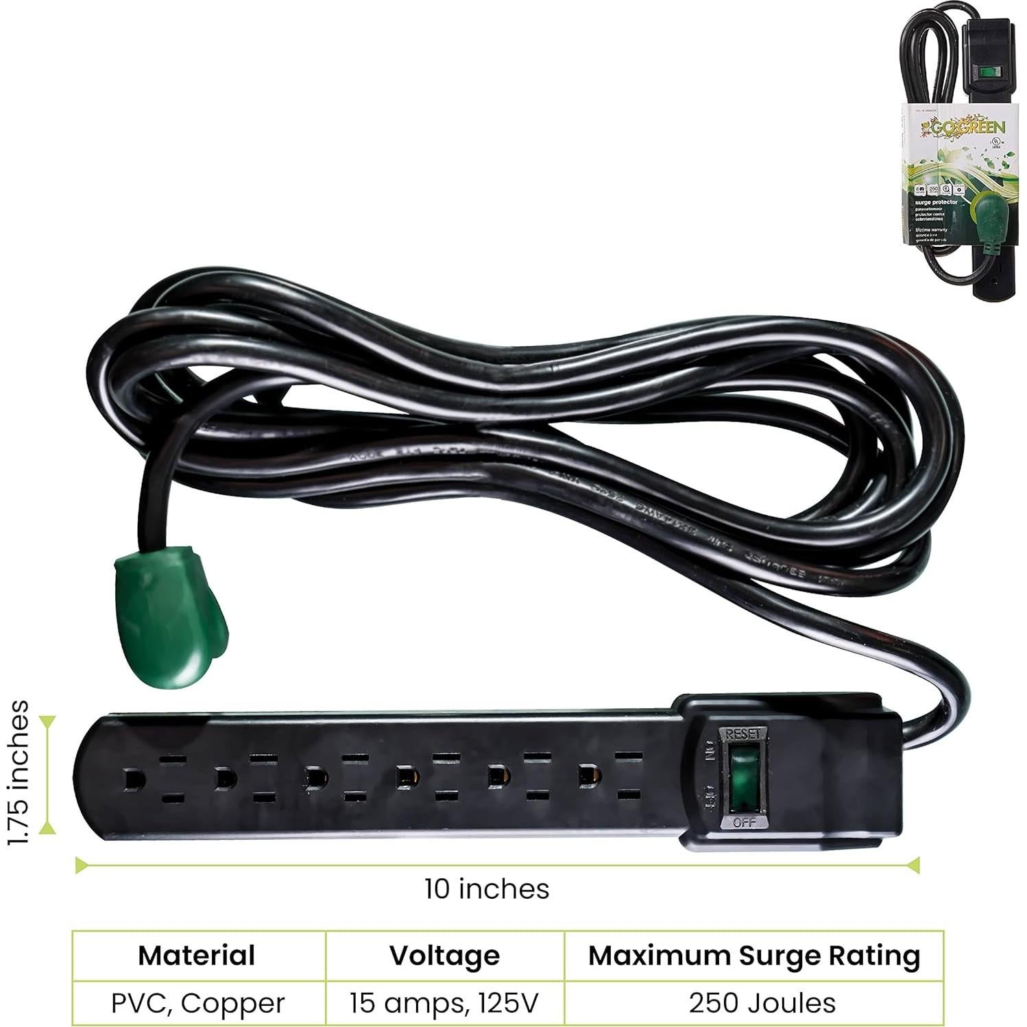 Protector contra Sobretensiones GoGreen Power GG-16106MSBK 6 Salidas