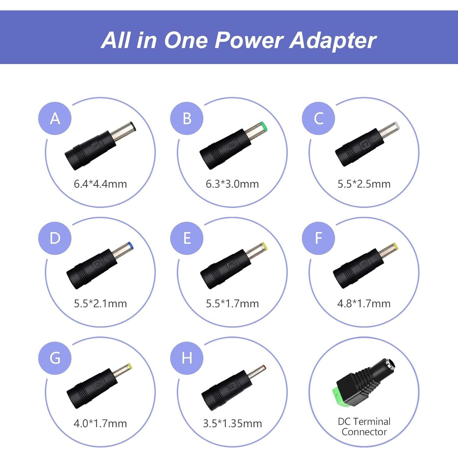 Adaptador de Alimentación 12V 1A Genérico con 9 Conectores