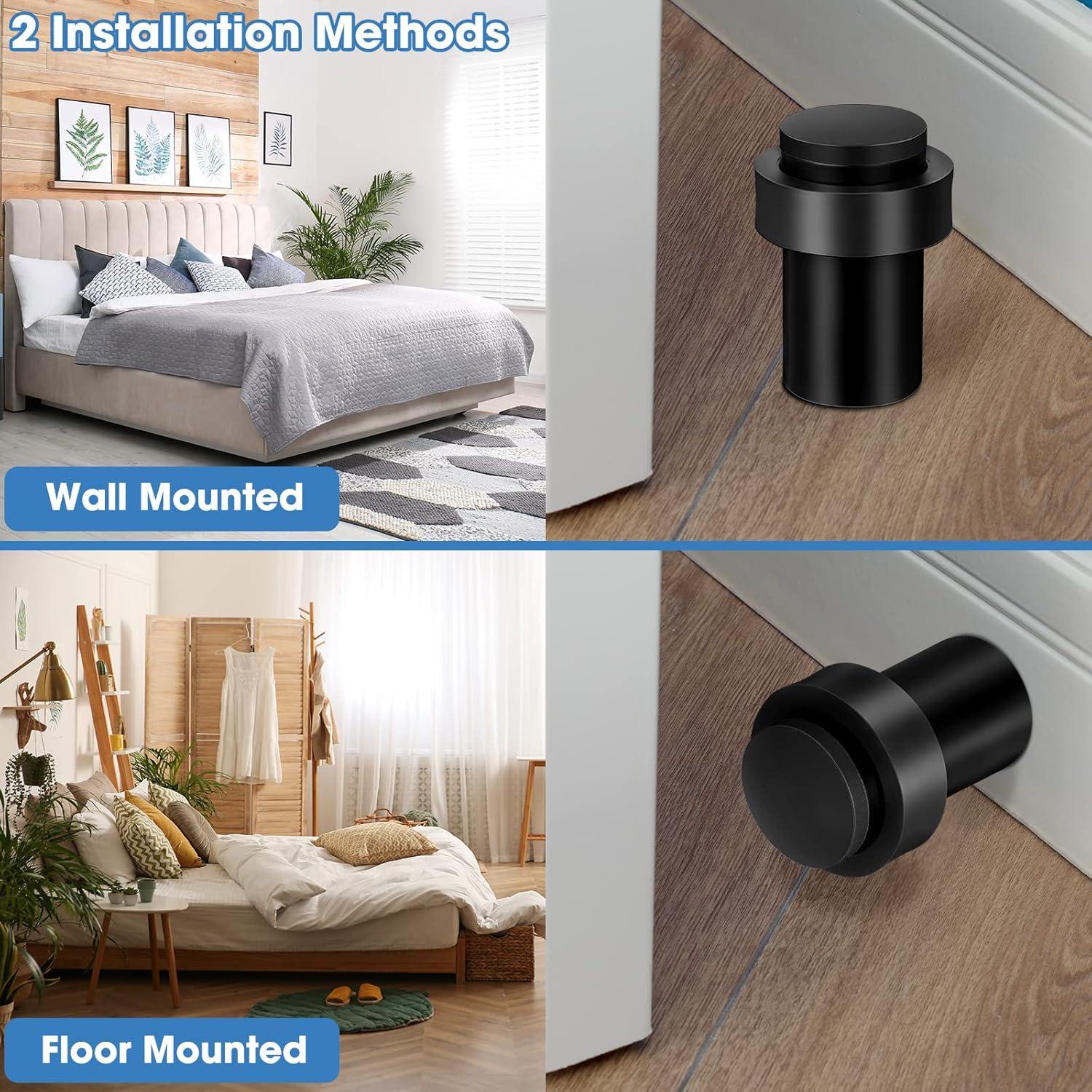 Tope de Puerta Chumia 6 Pcs Acero Inoxidable Negro 6.5x3.2cm