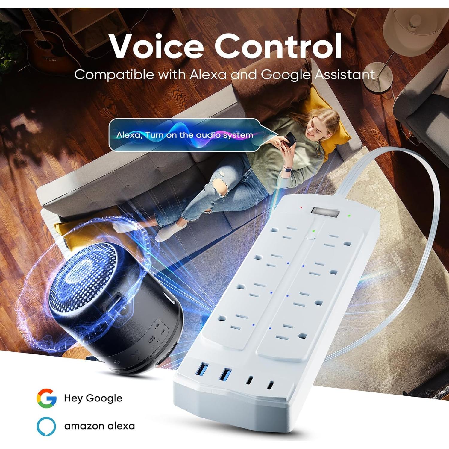 Regleta Inteligente Yozisital 8 Salidas 4 USB 1200J Protección