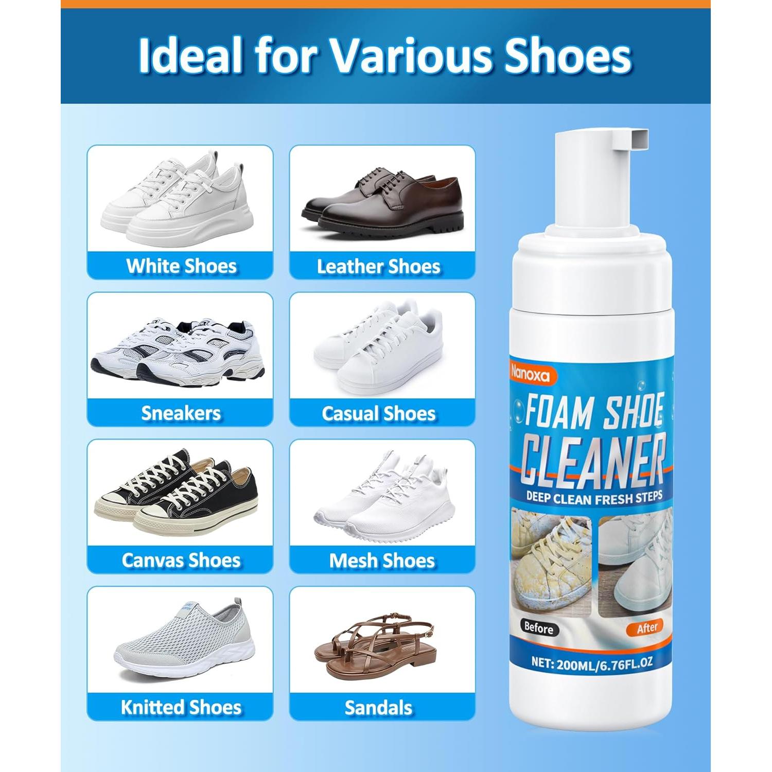 Kit de Limpieza de Zapatos Nanoxa 200ml con Cepillo y Toalla