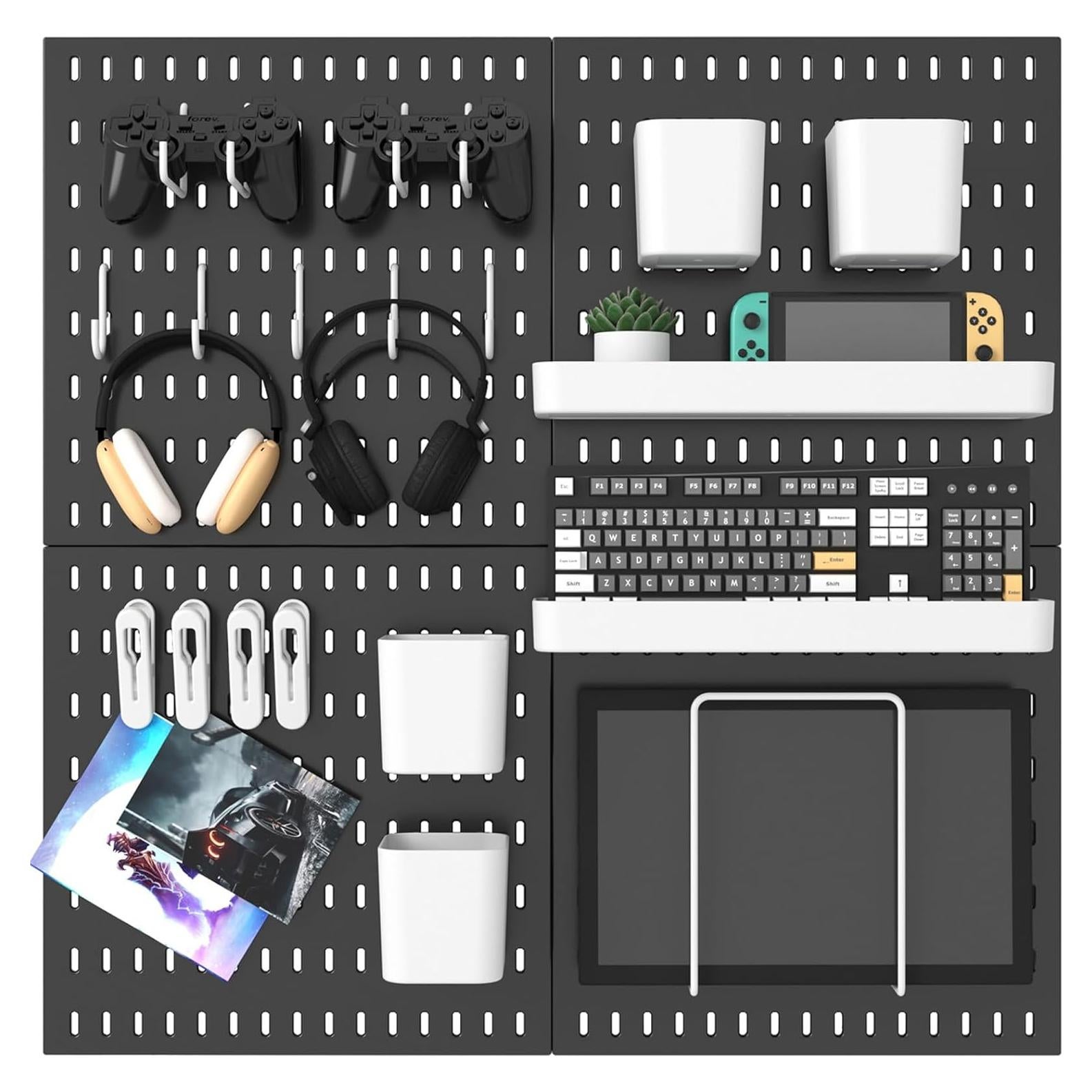 Kit de Tablero Perforado Mulsame 65x65 cm con 20 Accesorios
