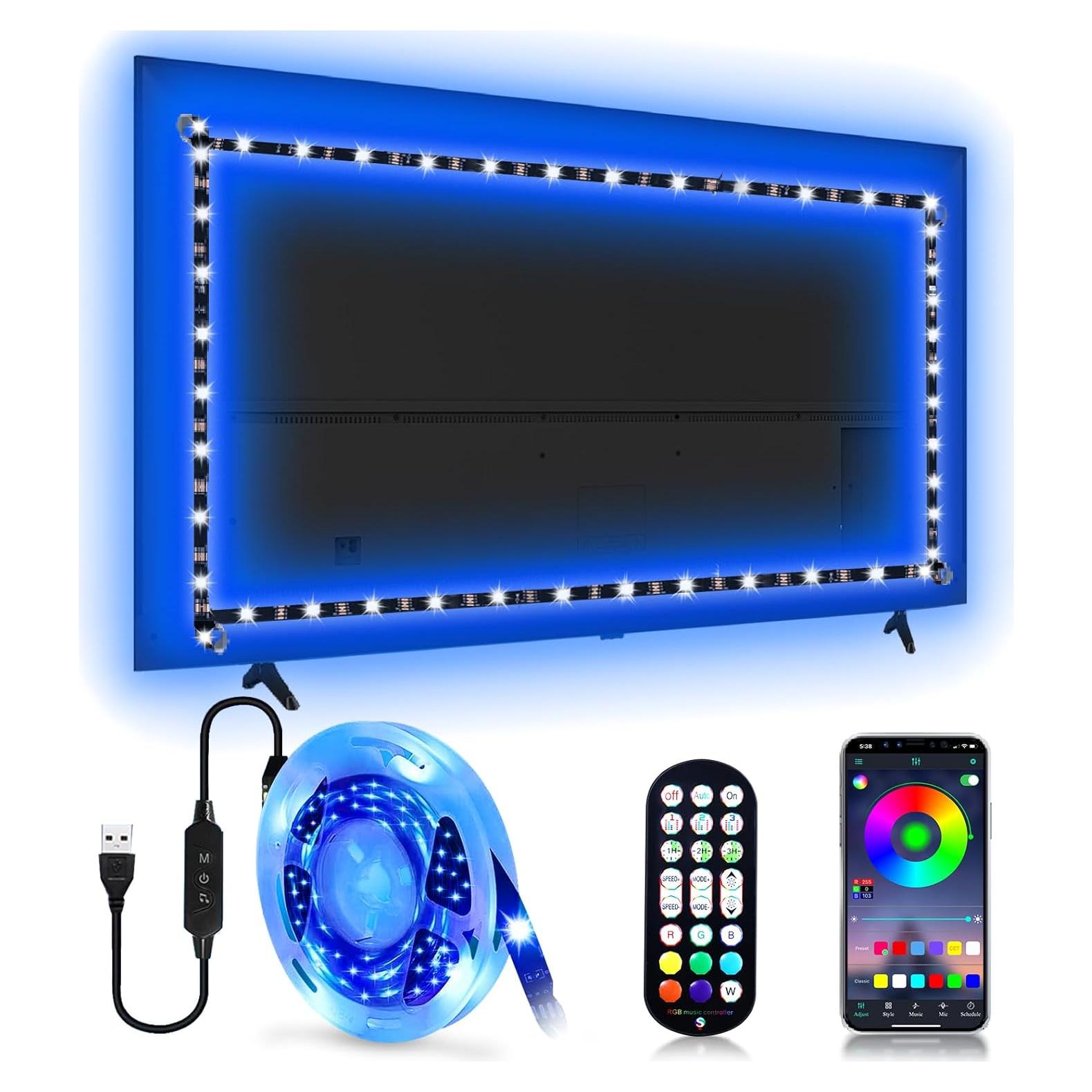 Tira de luz LED RGB 4.0m TYVORT con control remoto y Bluetooth