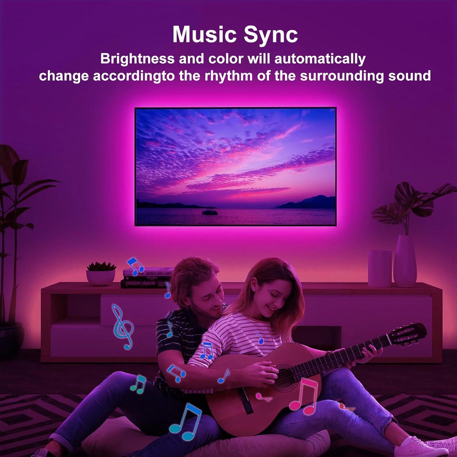 Tira de luz LED RGB 4.0m TYVORT con control remoto y Bluetooth