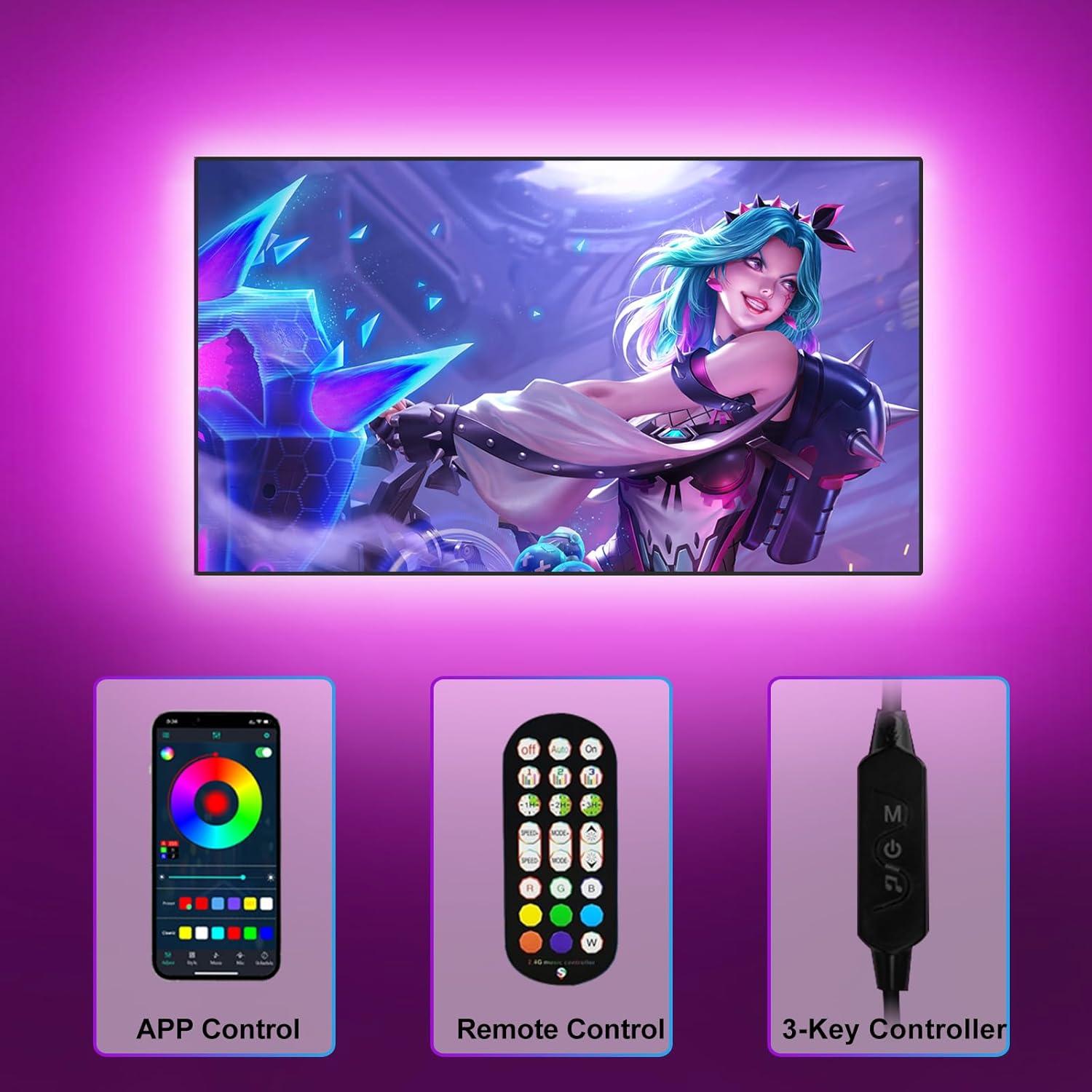 Tira de luz LED RGB 4.0m TYVORT con control remoto y Bluetooth