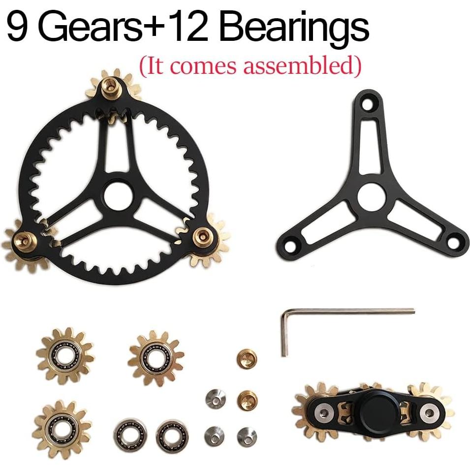 Spinner de Fidget Wewinn de Latón con Engranajes 10.16 cm Negro