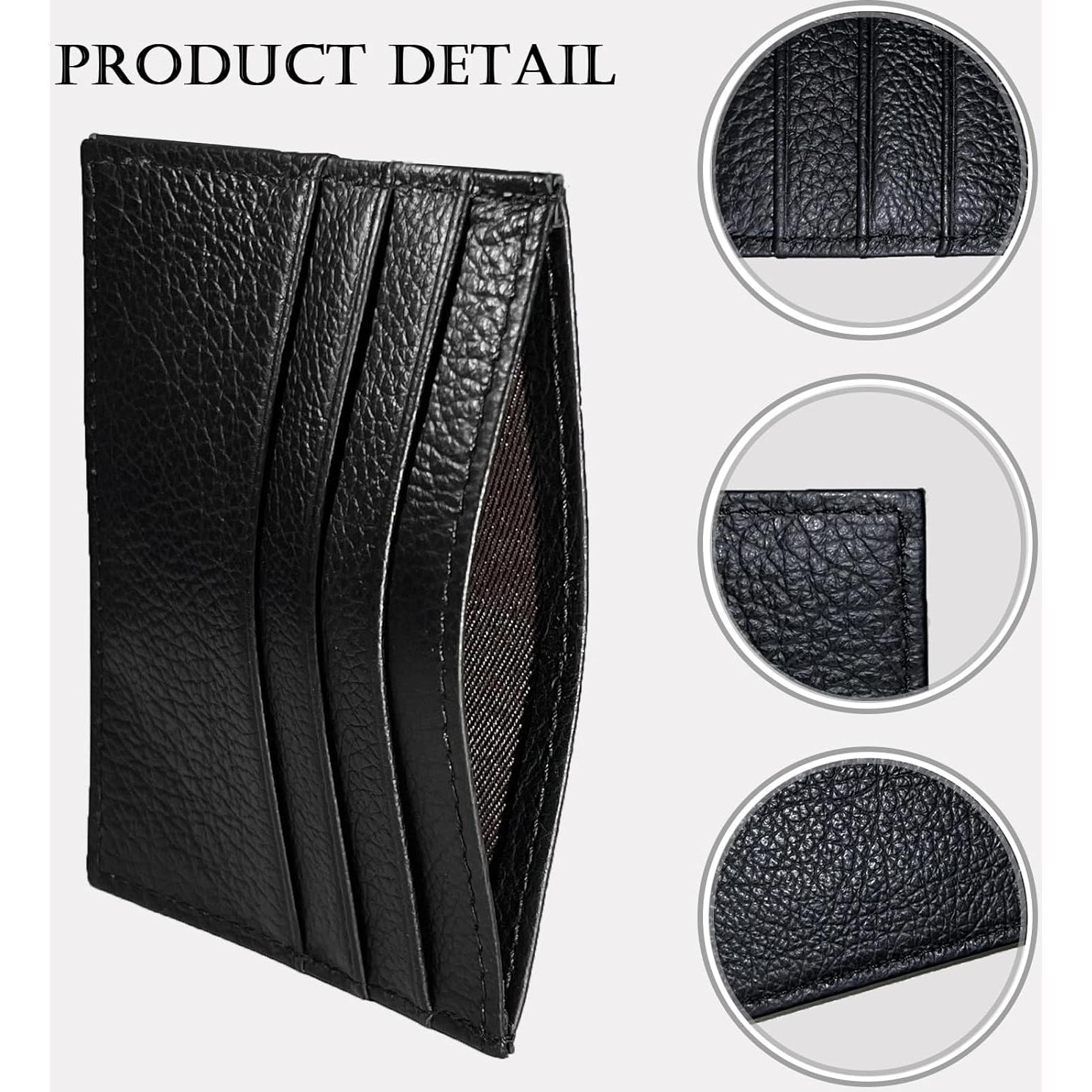 Billetera Portatarjetas de Cuero WOXVM RFID Ultra Delgada 6 Ranuras