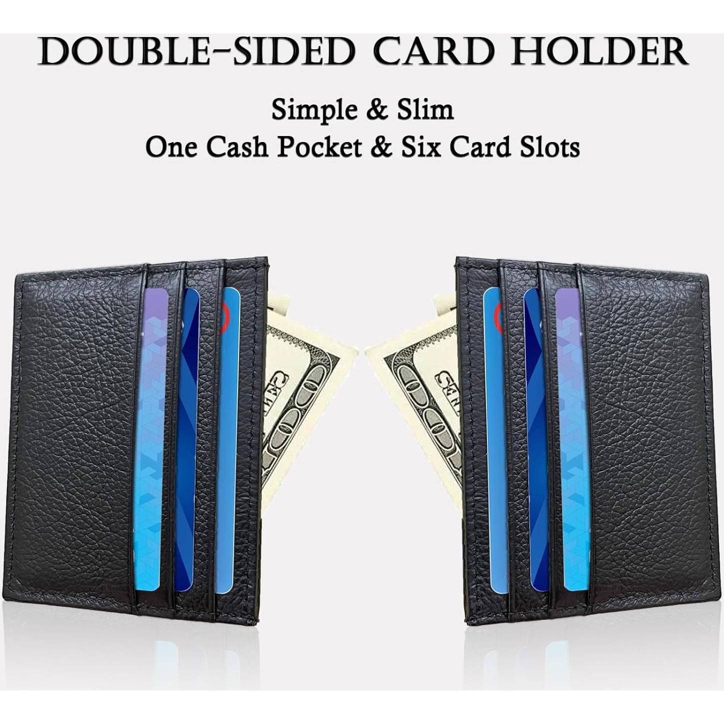 Billetera Portatarjetas de Cuero WOXVM RFID Ultra Delgada 6 Ranuras