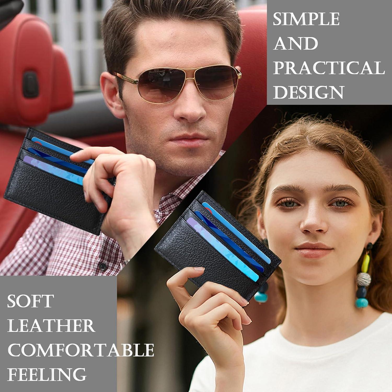 Billetera Portatarjetas de Cuero WOXVM RFID Ultra Delgada 6 Ranuras