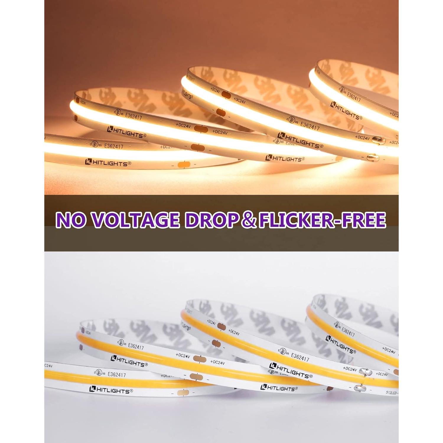 Tira LED COB 24V HitLights 5m Blanco Cálido 2700K 2560 LEDs