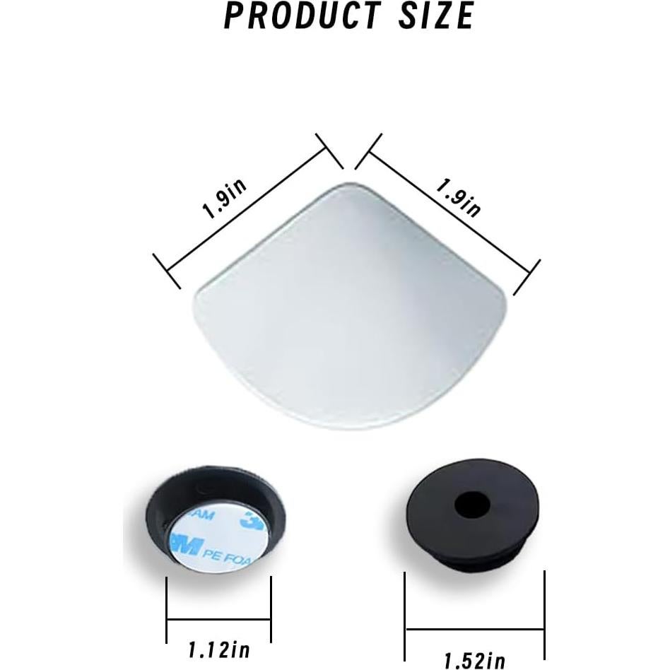 Espejos de Punto Ciego JOYCOURT 2 Pcs HD Ajustables 11.4x2 cm