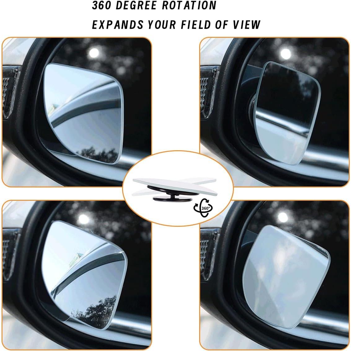 Espejos de Punto Ciego JOYCOURT 2 Pcs HD Ajustables 11.4x2 cm