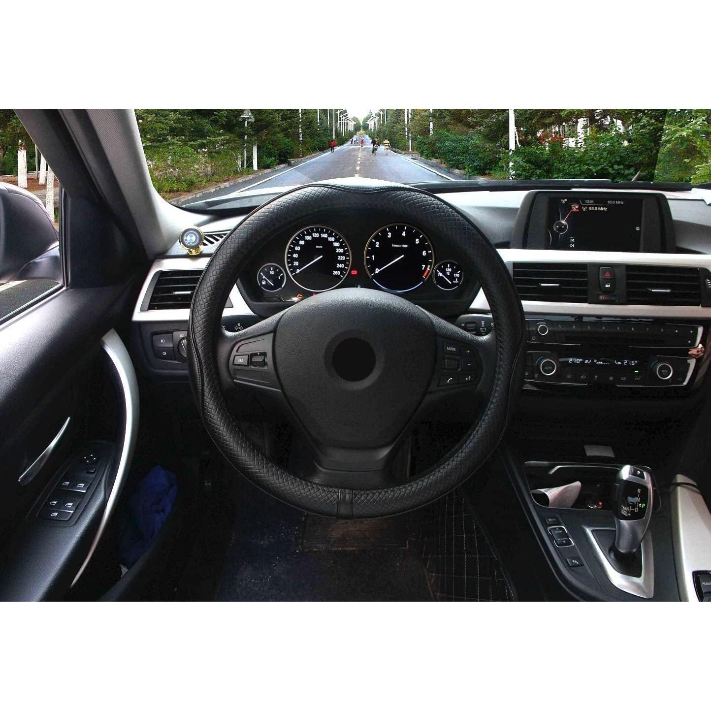 Cubierta de Volante Valleycomfy 37-38 cm Cuero Genuino Antideslizante