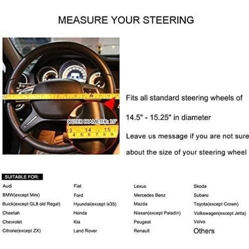 Cubierta de Volante Valleycomfy 37-38 cm Cuero Genuino Antideslizante